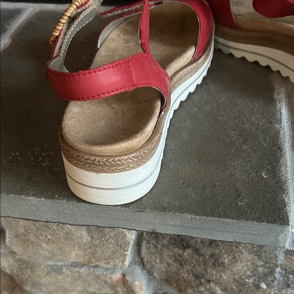 Remonte - Orange Women's Sandals with Tan Accents - Picture 3 of 7